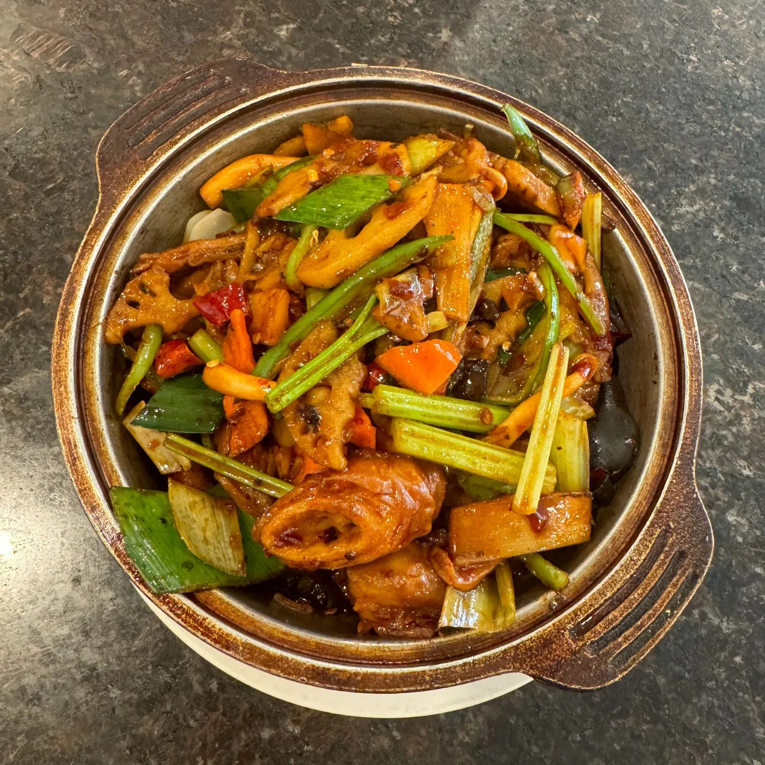 China-Palace-Chinese-Restaurant-Spicy-Mixed-Vegetable-and-Meat-Clay-Pot-Milpitas Spicy clay pot dish with mixed vegetables and meat in savory sauce at China Palace Restaurant, a Chinese Restaurant in Milpitas
